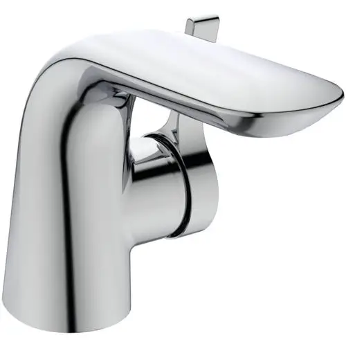 Waschtischarmatur aus chrom, mit einem hohen, eleganten Auslauf und einem Hebel zur Regulierung des Wasserdurchflusses. Ideal Standard.